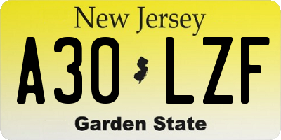 NJ license plate A30LZF