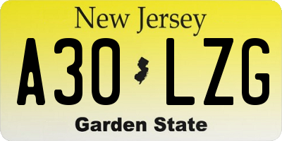 NJ license plate A30LZG