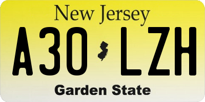 NJ license plate A30LZH