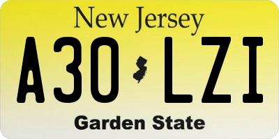NJ license plate A30LZI