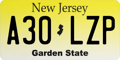 NJ license plate A30LZP
