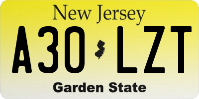 NJ license plate A30LZT