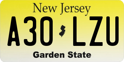 NJ license plate A30LZU