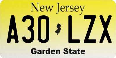 NJ license plate A30LZX