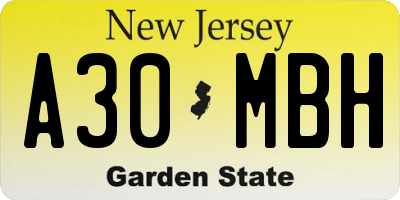 NJ license plate A30MBH