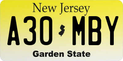 NJ license plate A30MBY