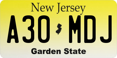 NJ license plate A30MDJ