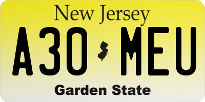 NJ license plate A30MEU