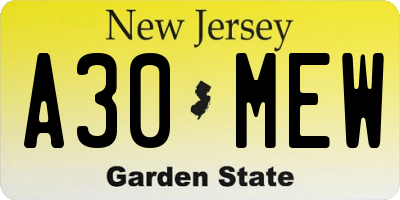 NJ license plate A30MEW
