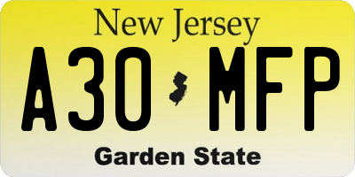 NJ license plate A30MFP