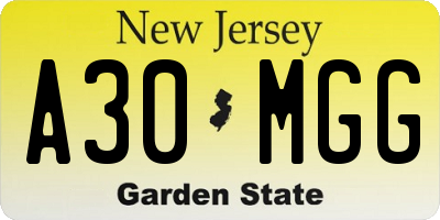 NJ license plate A30MGG