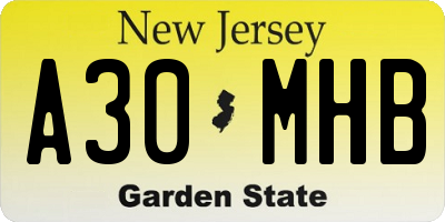 NJ license plate A30MHB