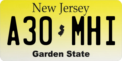 NJ license plate A30MHI
