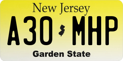 NJ license plate A30MHP