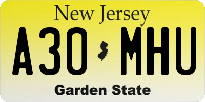 NJ license plate A30MHU
