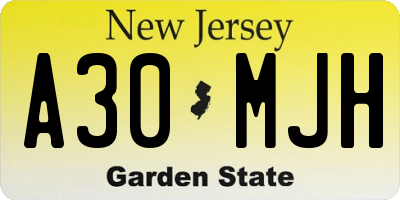 NJ license plate A30MJH