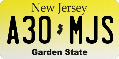 NJ license plate A30MJS