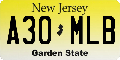 NJ license plate A30MLB