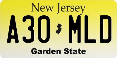 NJ license plate A30MLD