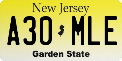 NJ license plate A30MLE