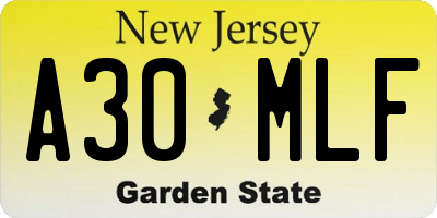 NJ license plate A30MLF