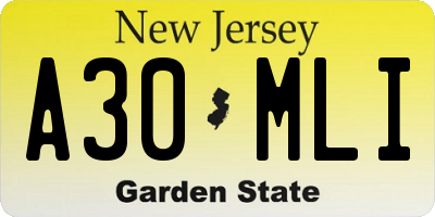 NJ license plate A30MLI