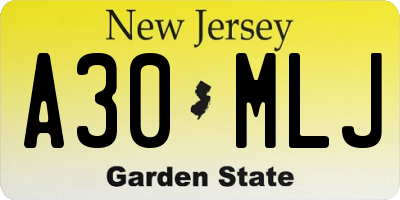 NJ license plate A30MLJ