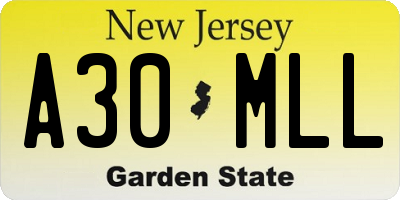 NJ license plate A30MLL