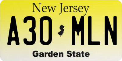 NJ license plate A30MLN
