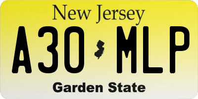 NJ license plate A30MLP