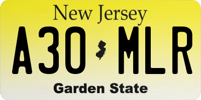 NJ license plate A30MLR