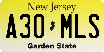 NJ license plate A30MLS