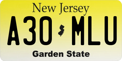 NJ license plate A30MLU