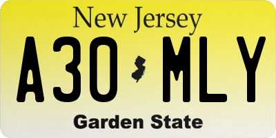 NJ license plate A30MLY