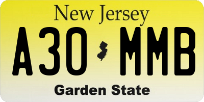 NJ license plate A30MMB