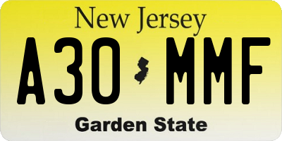 NJ license plate A30MMF