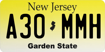 NJ license plate A30MMH