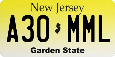 NJ license plate A30MML