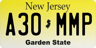 NJ license plate A30MMP