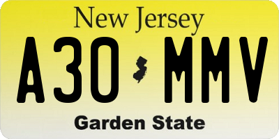 NJ license plate A30MMV