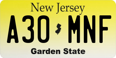 NJ license plate A30MNF