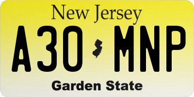 NJ license plate A30MNP