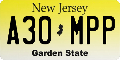 NJ license plate A30MPP