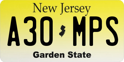 NJ license plate A30MPS