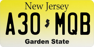NJ license plate A30MQB
