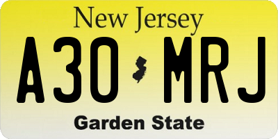 NJ license plate A30MRJ