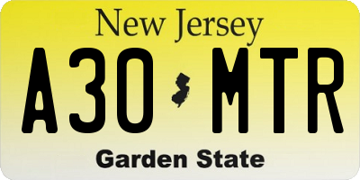 NJ license plate A30MTR