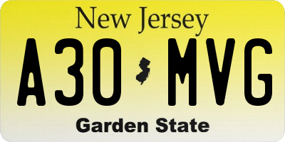 NJ license plate A30MVG