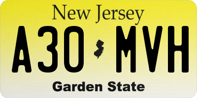 NJ license plate A30MVH