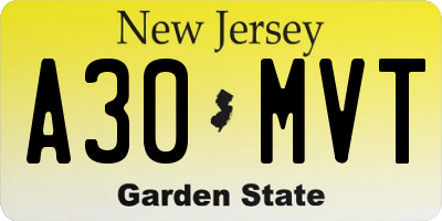 NJ license plate A30MVT